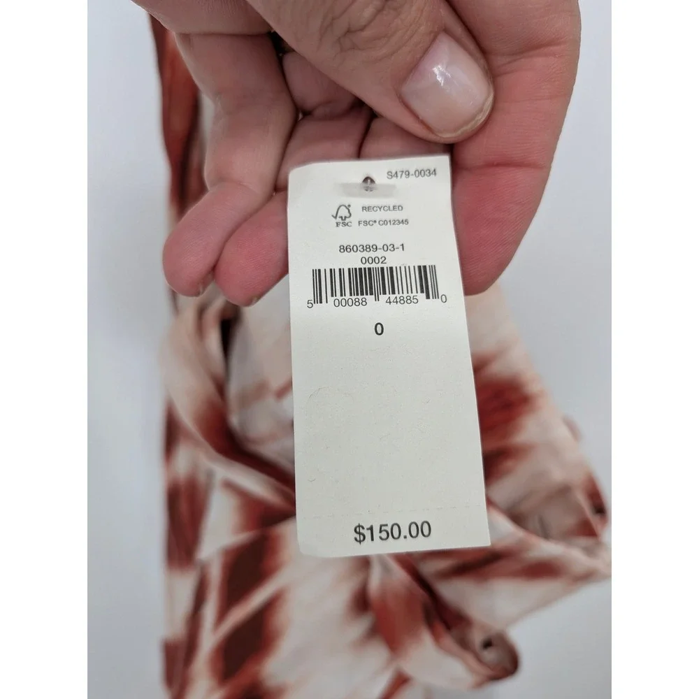 Banana‎ Republic Wide Leg Linen Pants Women 0 Rust Ikat Tie Waist Casual Coastal